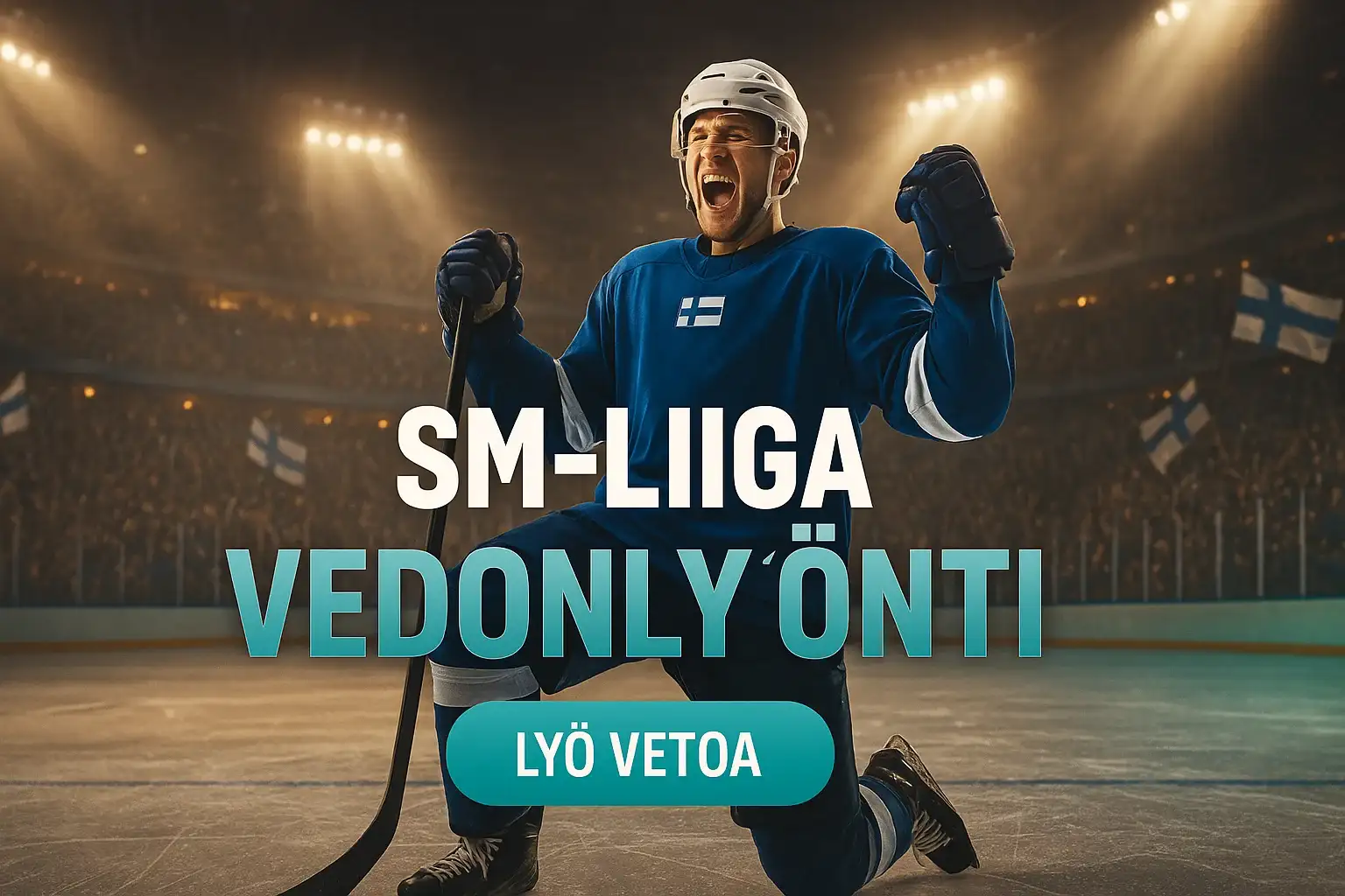Fotorealistinen SM-liiga jääkiekko vedonlyönti kasino banneri areenalla